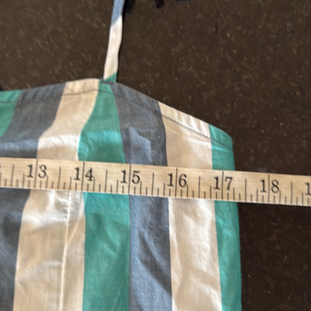 NWT By Anthropologie Aqua/Gray/White Striped Cotton Shift Dress Size Small - Picture 10 of 14